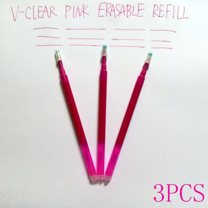 3 pcs Pink Refill VCLEAR 0,7 мм стираемая гелевая чернильная ручка с резиновым ластиком 2 шт рекламная невидимая чернильная ручка милый ластик ручка Frixion ручка с исчезающими чернилам - Цвет: 3 pcs Pink Refill