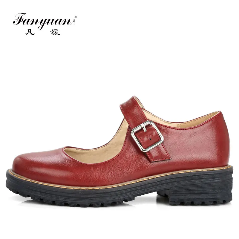 

Fanyuan Thick Heel Women Pumps Mary Jane 3 Colors Work Shoes Spring Fall Buckle Strap Lady Shoes Women Size