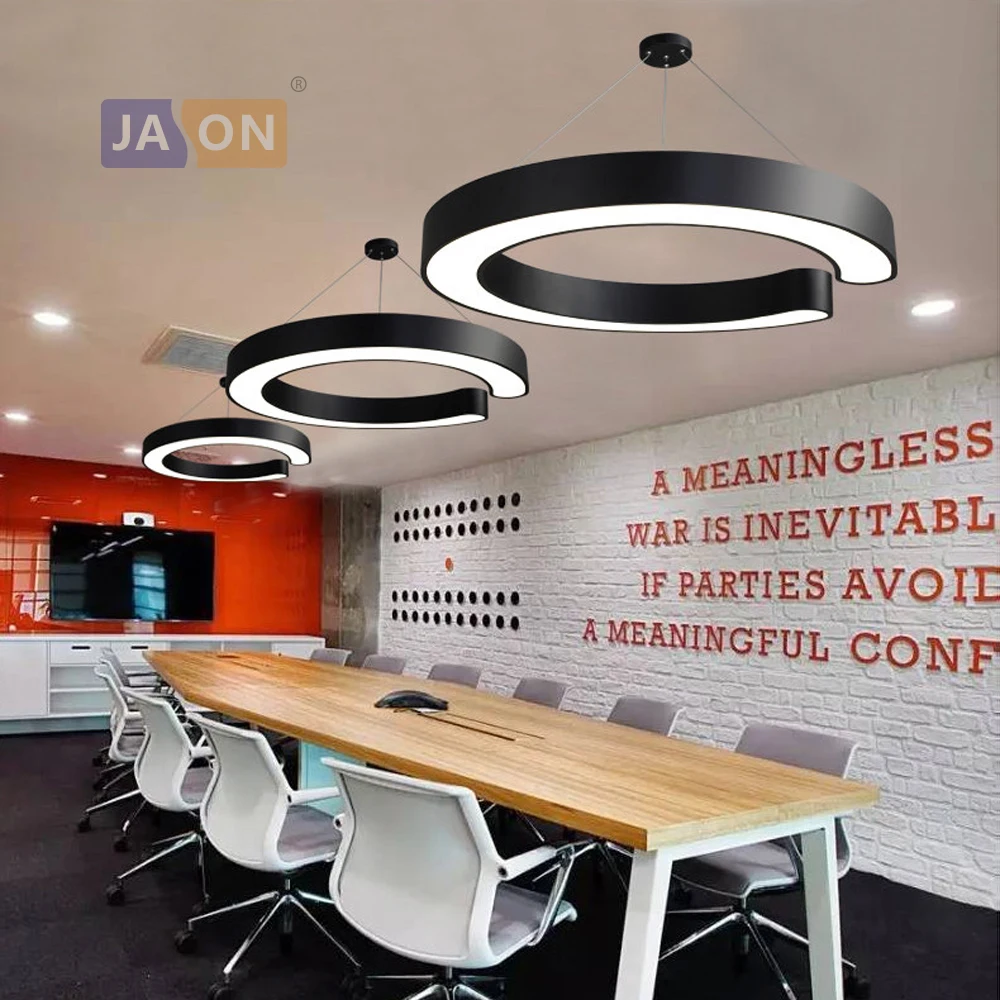 Светодиодная лампа круглая Подвесная черного и белого цветов для столовой офиса