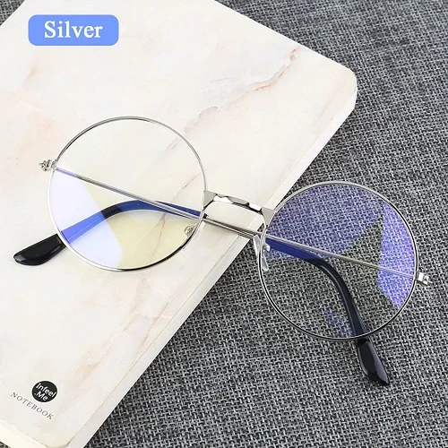 silver Марочный Очки Кадр Мужчина Женщина Круглые Линзы Очки Прозрачные Металлические Оправы Для Очков Несколько Цветных Очки - Цвет оправы: silver