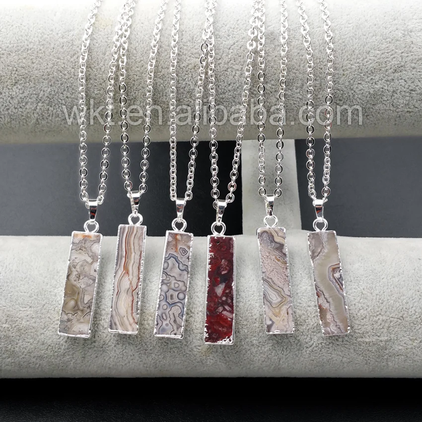 

WT-N895 Unique Pattern Mexican At gate Stone Necklace ,Natural Stone Rectangle Shape with quality 18 inch Chain Design Jewelry
