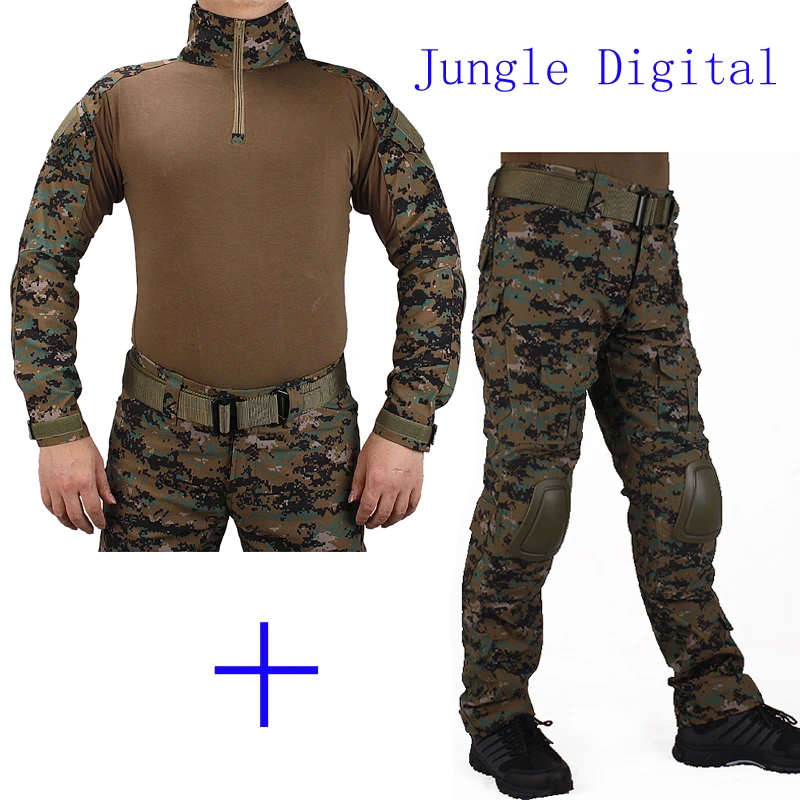 Охотничий Камуфляж BDU JD армейская Униформа Рубашка met Broek en Налокотники и