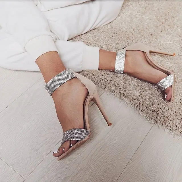 Women Sandals Sexy Bling Crystal High Heel Elegant Party | Обувь