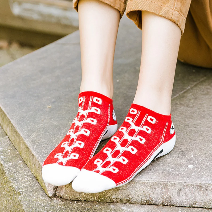 5 пар/лот забавные туфли узор для женщин хлопковые короткие носки в стиле