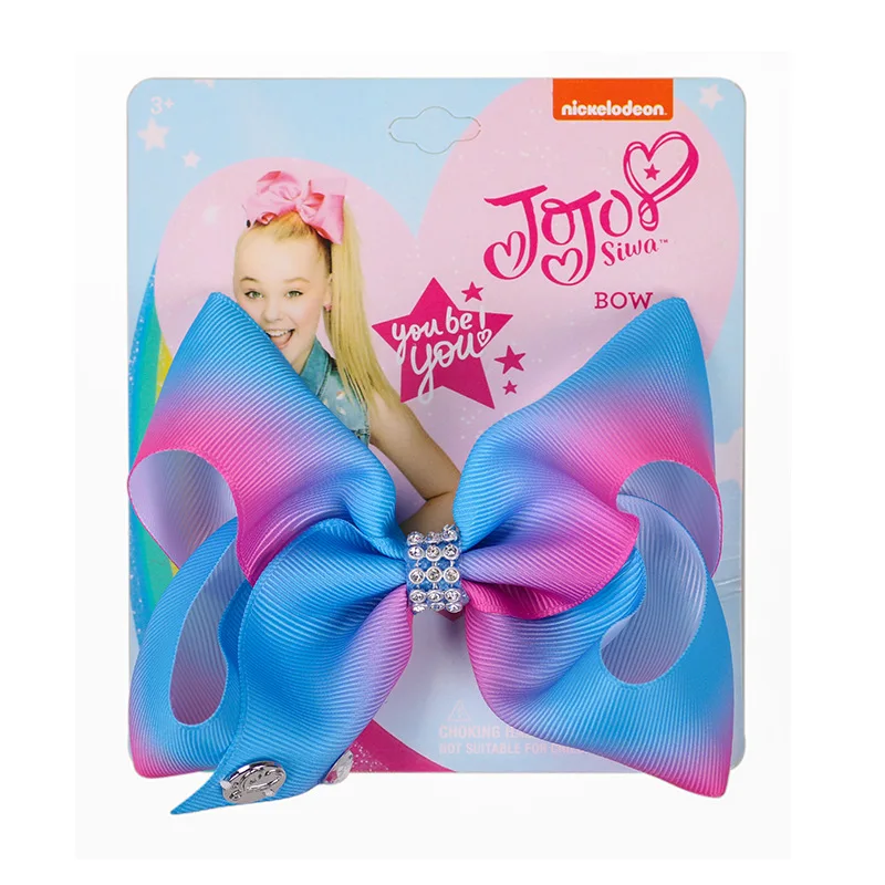 6 Девочки JoJo Siwa банты для волос с крокодил блестящие 5 дюймов Радуга Аллигатор горный хрусталь заколки для волос Детские аксессуары - Цвет: 6