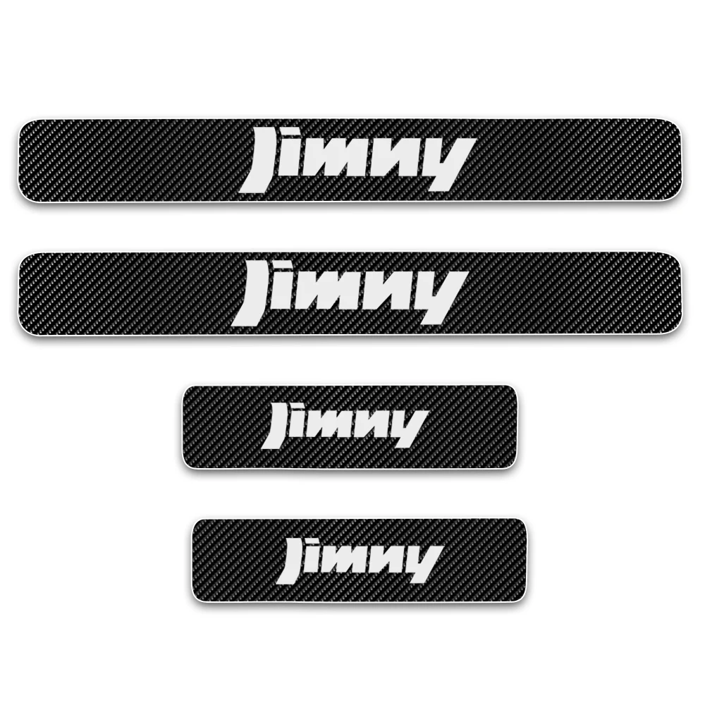 White Автомобильные аксессуары для Suzuki Jimny, автомобильные пороги, приветственные наклейки на педали, декоративные накладки на пороги, 4D Виниловые наклейки из углеродного волокна, 4 шт - Название цвета: White