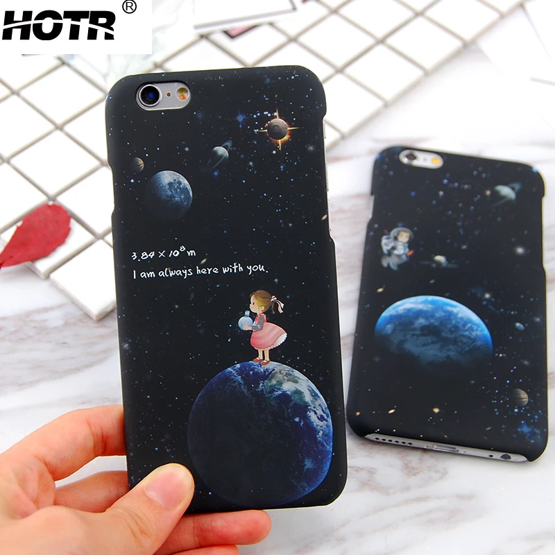 Чехол для iPhone 6 hotr Мода Луна девушки и мальчики земля звезды жесткий чехол S плюс