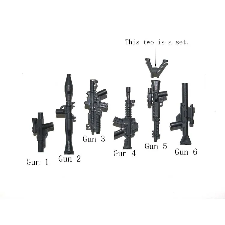 6 gun set Новое оружие для ниндзя Дарт Вейдер Клон солдат полицейский Замок Рыцарь щит копье арбалет строительный блок - Цвет: 6 gun set