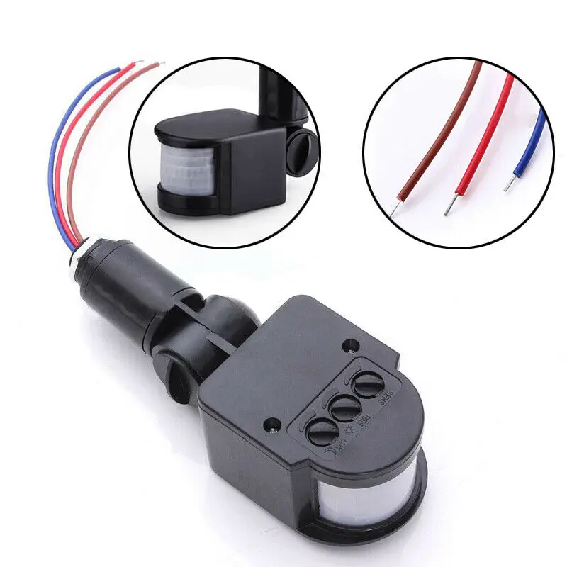 Прочный ED Открытый 110-220V Автоматический инфракрасный PIR Сигнализация Движения Сенсор детектор настенный светильник переключатель 140 ° С светодиодный светильник расходные материалы