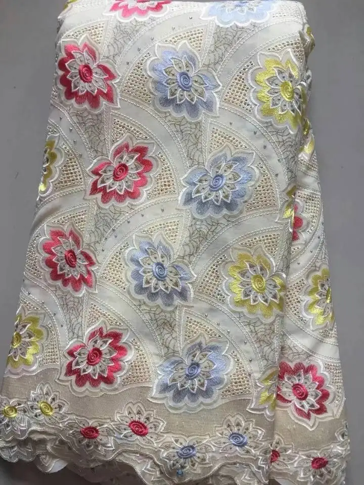 5Yards/pc Nice looking royal blue african cotton fabric and flower embroidery swiss voile lace for clothes LC7-1 | Дом и сад