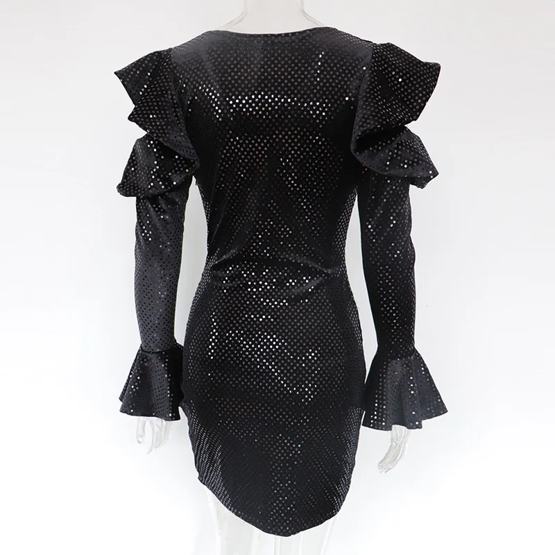 Женское вечернее бархатное платье с глубоким V образным вырезом и