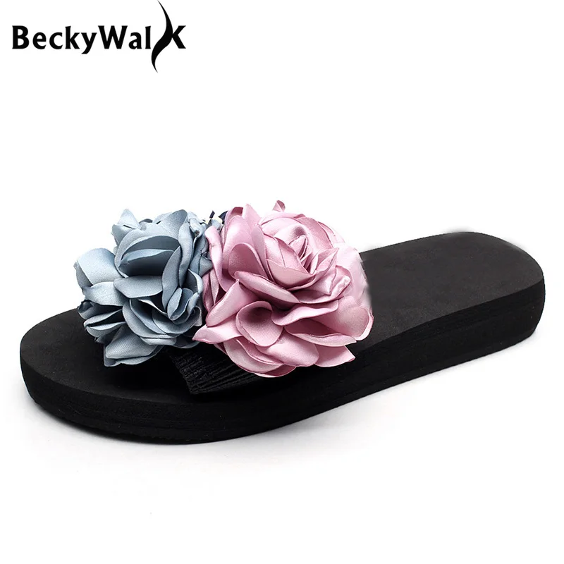 Сланцы BeckyWalk женские ручной работы пляжная обувь на платформе Повседневные