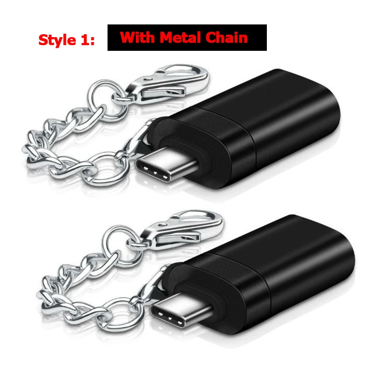 OTG Тип-C/USB 3,0 Тип C OTG адаптер Тип-конвертер для samsung S8 для MacBook серии Тип usb C OTG адаптер с металлической цепью