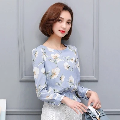 2017 для женщин Сладкий Бабочка рукавом цветочный принт рубашка Винтаж Стенд