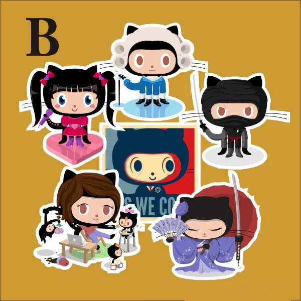 TD ZW 4 комбинации наклейки Github Octocat для автомобиля ноутбука багажа скейтборда