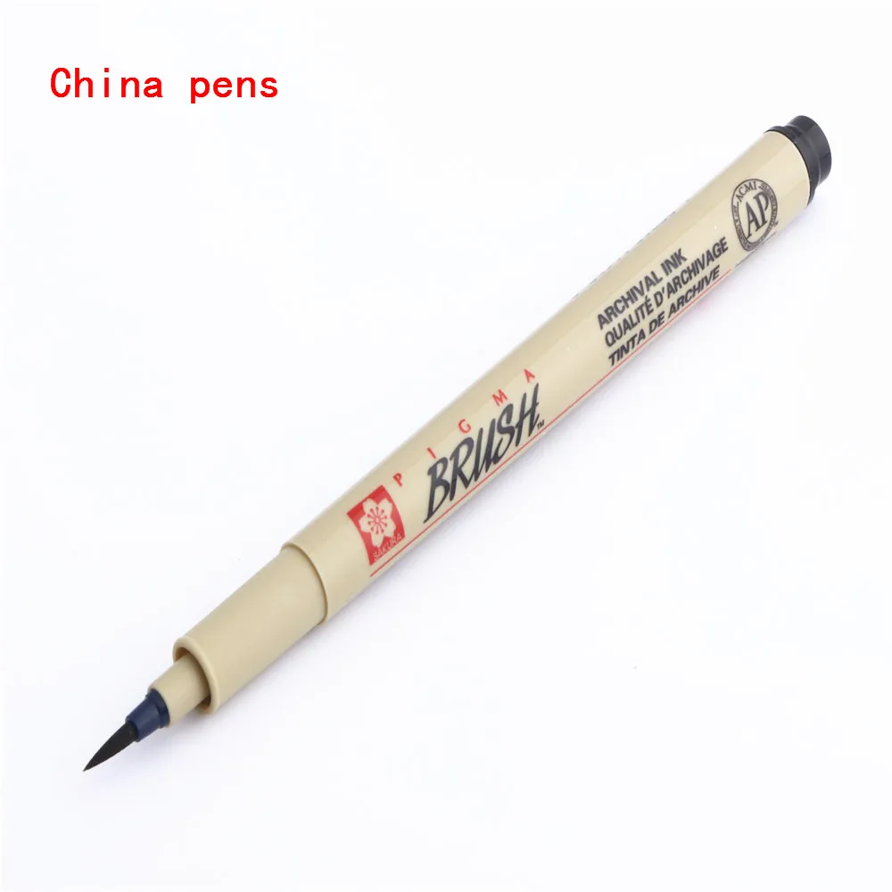 Brush 12 numbe pigma Micron иглы водонепроницаемые тонкие линии Черный Эскиз маркер ручка для дизайна кисть манга рисунок манга товары для рукоделия - Цвет: Brush