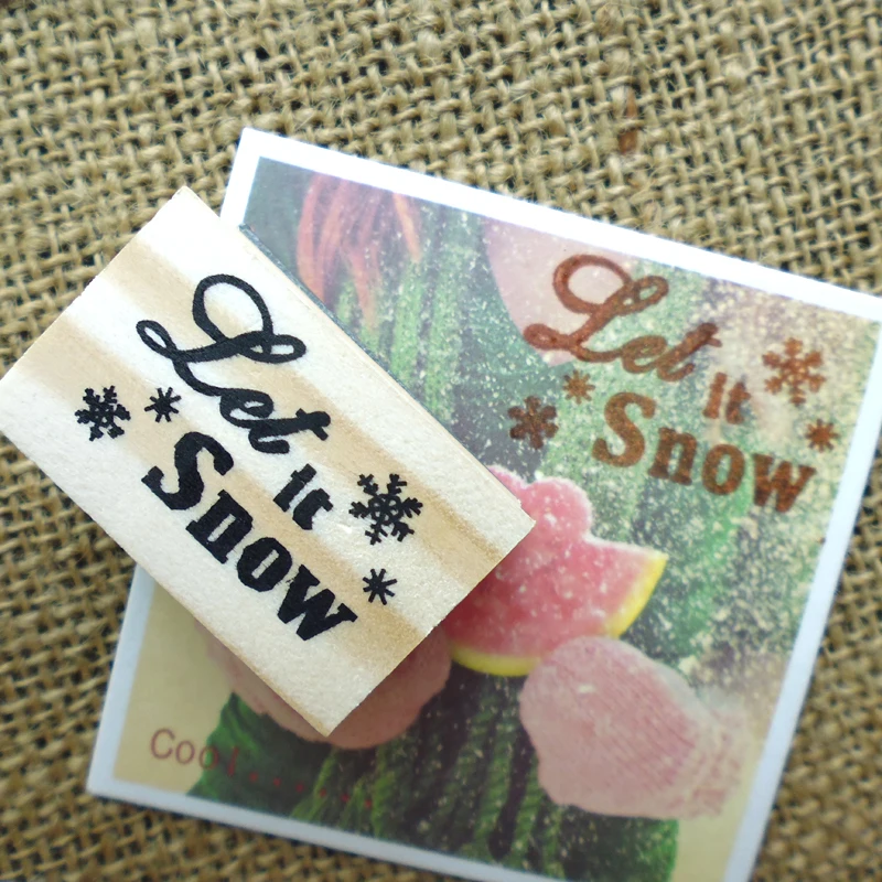 Деревянный резиновый штамп с дизайном снежинки Let It Snow with Smalll милый