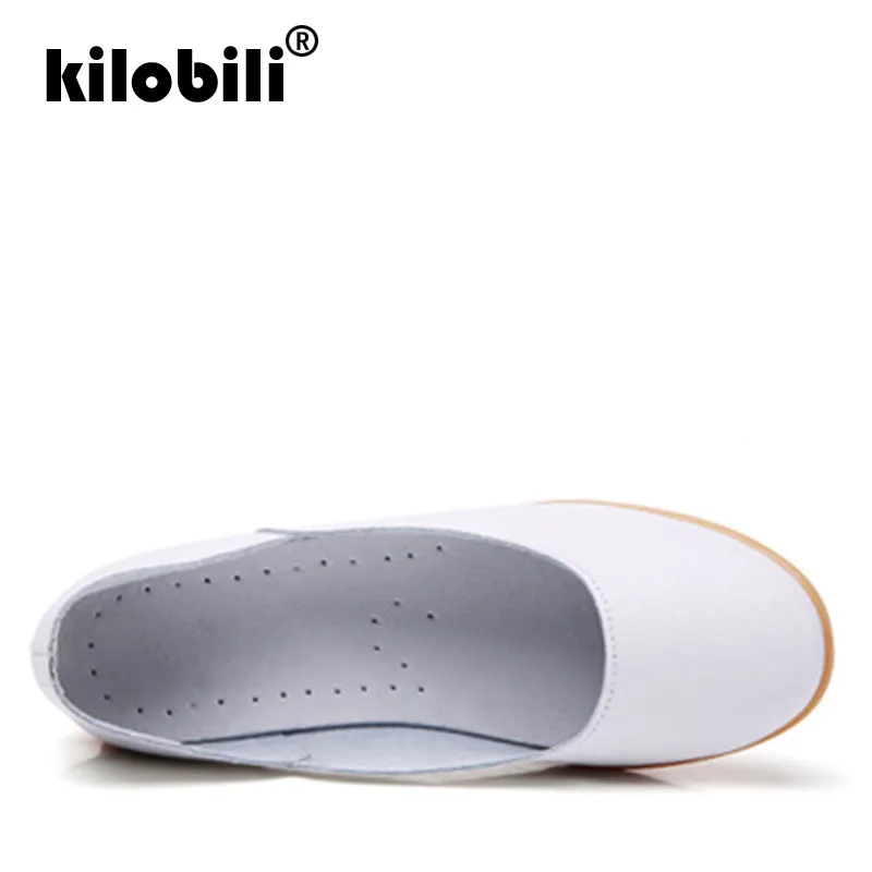 Kilobili/2019 весенние женские туфли на плоской подошве из натуральной кожи без