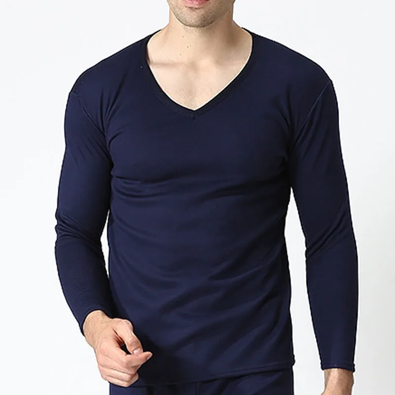 Blue(no pants) Осенне-зимнее термобелье 5XL 6XL 7XL 8XL 9XL бюст 180 см плюс размер вес 165 кг флис V образным вырезом большой размер мужские кальсоны - Цвет: Blue(no pants)