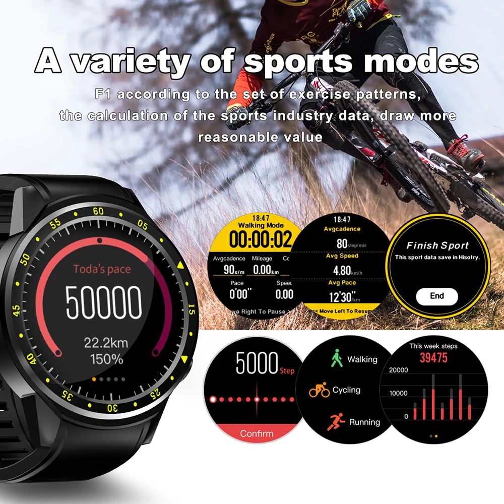 F1 smart watch GPS SIM TF для студийной съемки с изображением спортивные подключаемые к