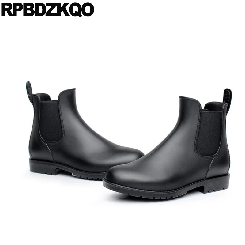 Pvc Chelsea Rain Casual Women Ankle Boots 2021 Round Toe Shoes Flat Platform Winter Waterproof Fur Black Big Size Booties 10 | Обувь