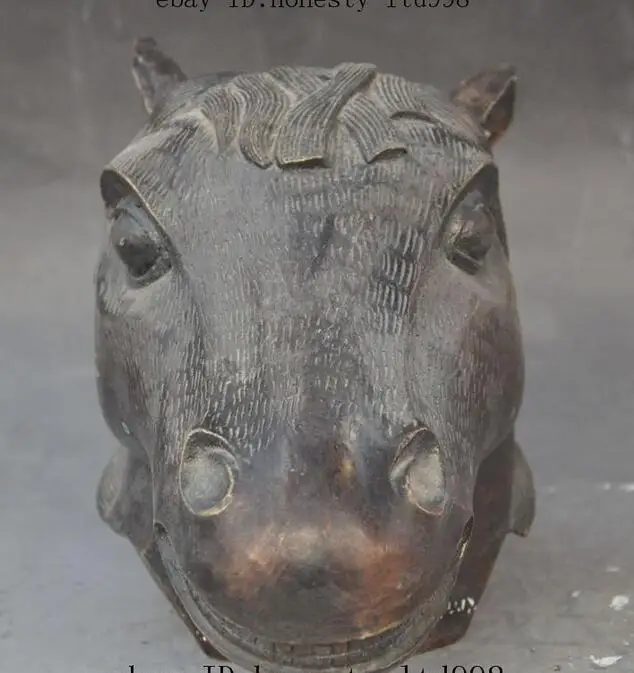 Chinese Bronze fengshui Zodiac Success Animal Horse Head Art Statue Sculpture | Дом и сад