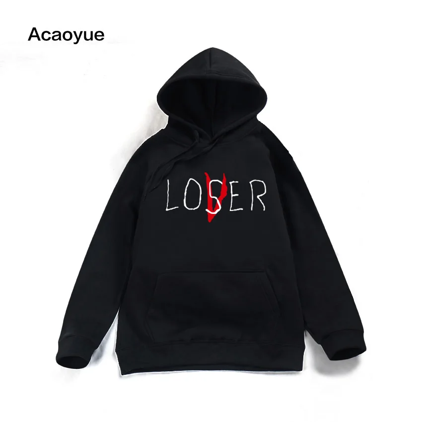 Pennywise It Loser, Толстовка для мужчин и женщин, Клубная толстовка с капюшоном, унисекс, Loser, Клубные Толстовки, Loser Lover, толстовки с капюшоном - Цвет: Черный
