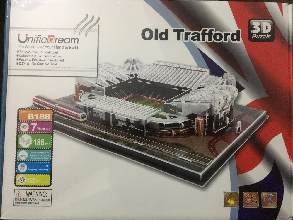 Классические модели паззлов The Red Devils Old Trafford Club Competition футбольные игры стадионы DIY кирпичные игрушки масштабные наборы бумаги