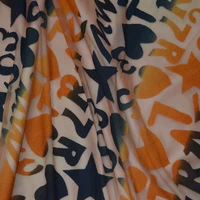 leolin imitation silk letter printing blossom raw material diy elasticity jacquard net yarn garment dress cloth fashion fabric
