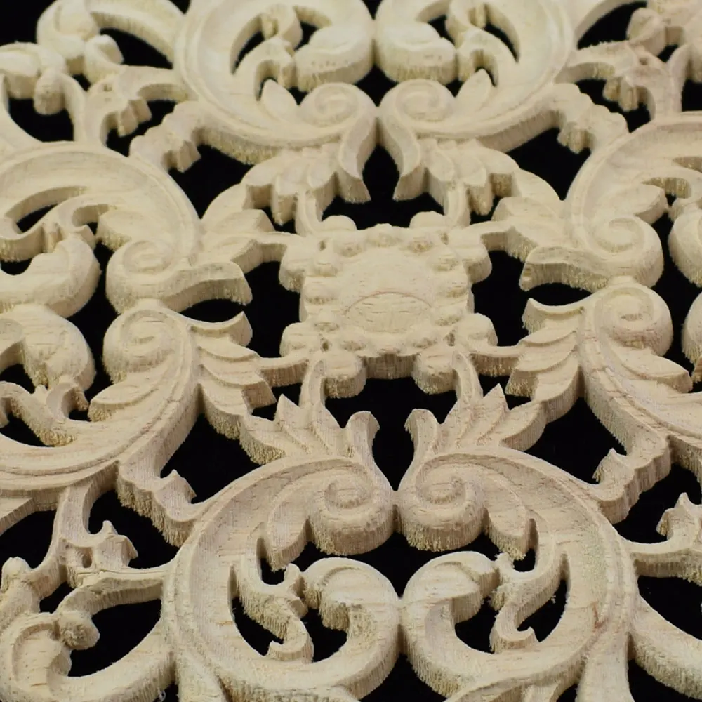 20/24CM Natural Floral Wood Carved Decal European Style Woodcarving Furniture Applique Home Decoration Accessories - купить по