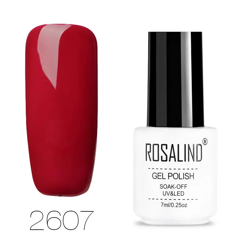 2607 ROSALIND Гель-лак для ногтей УФ-Гель-лак 7 мл красный розовый фиолетовый Гель-лак для ногтей нужно базовое верхнее покрытие дизайн ногтей вымачивать праймер маникюр - Цвет: 2607