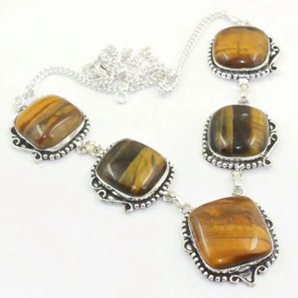 

Tiger Eye Necklace Silver Overlay over Copper, 50.2 cm, N3828