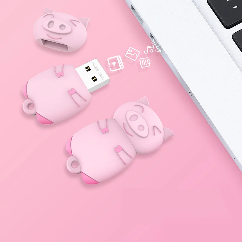 Флэш накопитель USB2.0 16 ГБ 32 милый розовый синий стиль свинья для компьютера