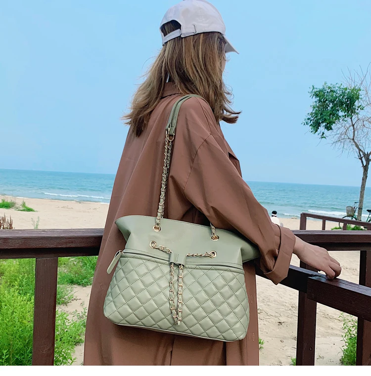 Elegant Female Large Tote Bag New Quality PU Leather Women's Designer Handbag High capacity Chain Shoulder Messenger Bag