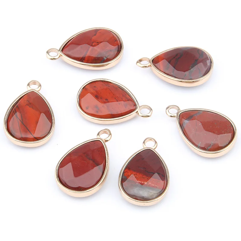 Rainbow Stone В форме капли воды натуральный камень RoseQuartz/тигровый глаз кулон DIY для ожерелья или ювелирных изделий 16 цветов - Окраска металла: Rainbow Stone