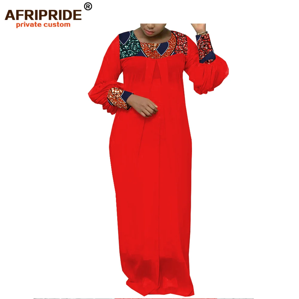Весеннее и осеннее Африканское женское платье AFRIPRIDE, изготовленное на заказ, длинный рукав, длина до пола, женское Хлопковое платье A1825095 - Цвет: 328J