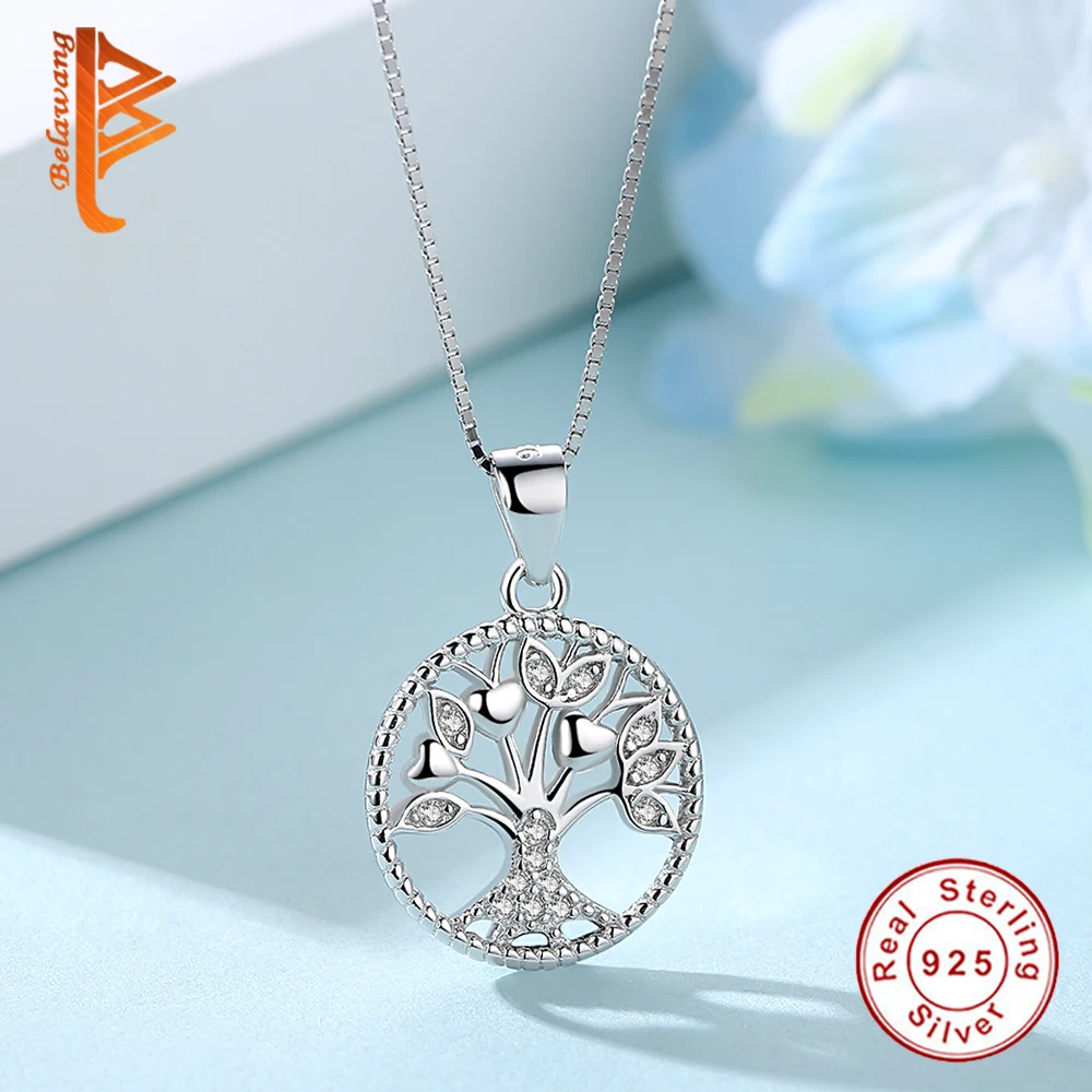 Круглый Древо жизни с украшением в виде кристаллов кулон ожерелье Элегантные 925