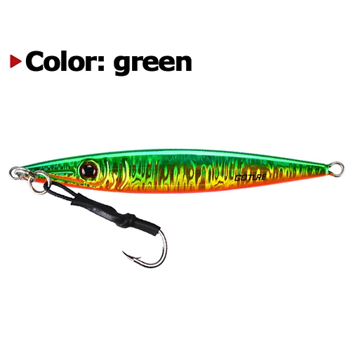green Goture 80g 100g 150g 200g 300g медленное движение, дергающаяся приманка, металлическая блесна, приманка, ведущая рыбу морской окунь рыболовные приманки жесткая искусственная приманка - Цвет: green