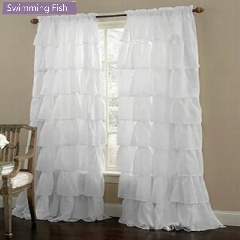 

Princess Room Curtain Multi-layer Lace Sheer Tulle Semi-shade Window Curtain Blinds Voild Blind Rod Pocket/Hook/Ring