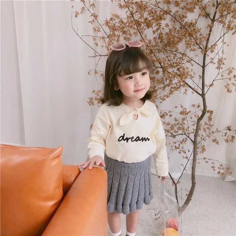 Honey Angle/Новая Модная трикотажная юбка для девочек; осенне-зимняя одежда для маленьких девочек; однотонная элегантная детская юбка; Весенняя юбка для младенцев