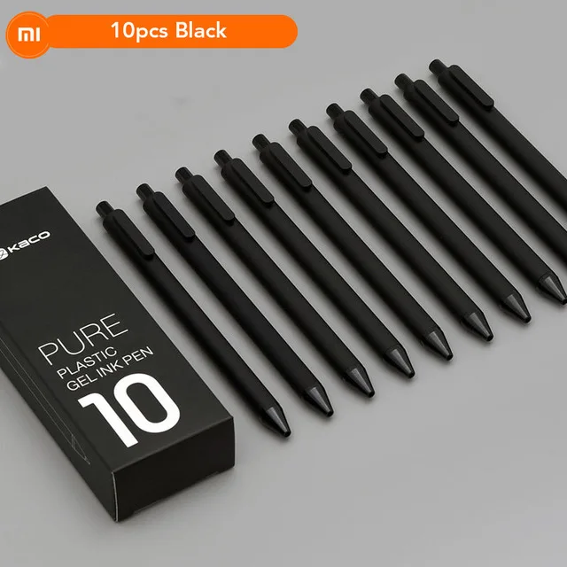 Black KACO 0,5 мм ручка Гал чернил и плавность линий прочный подписи черный пополнения(10 шт./кор - Цвет: Black