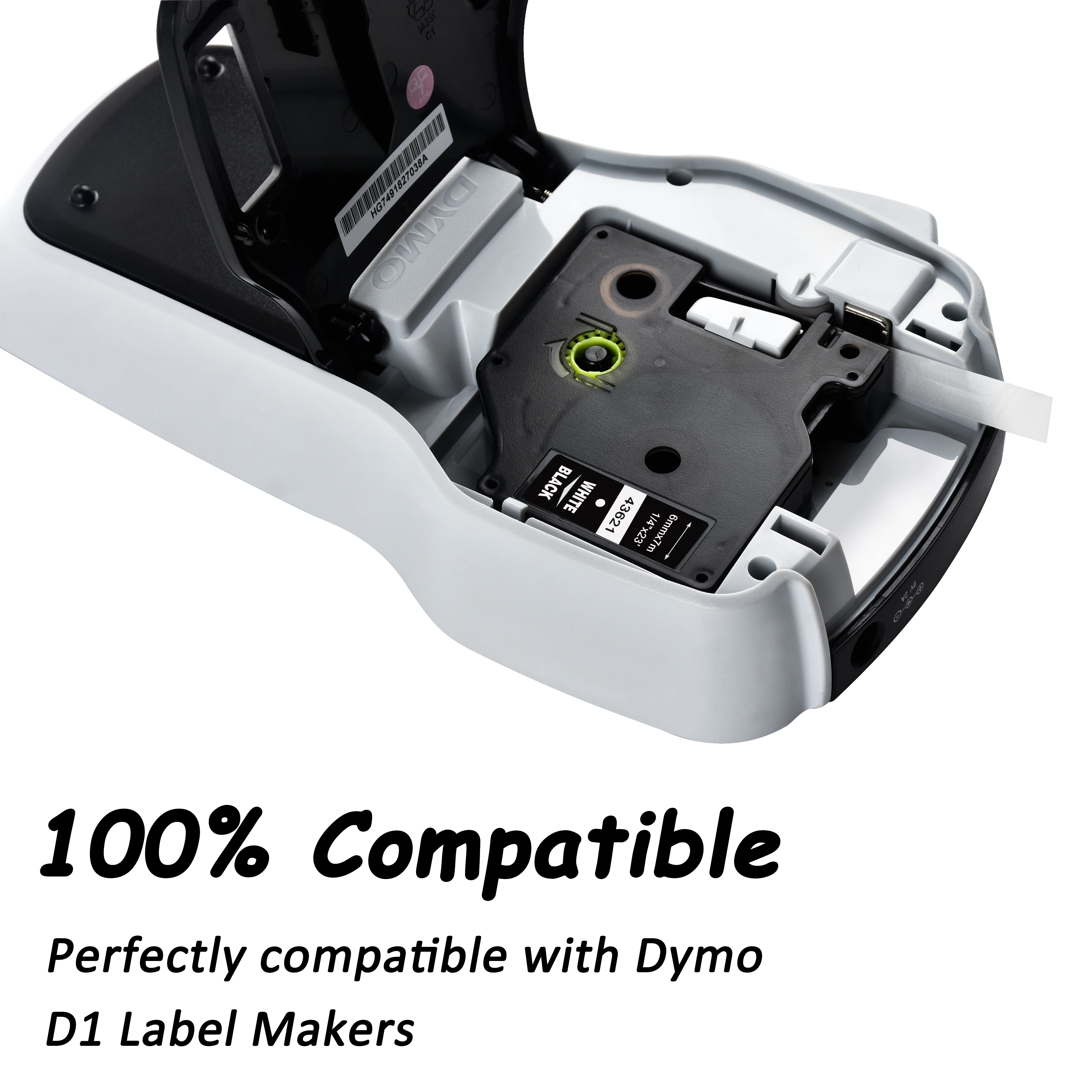1 шт. лента для этикеток совместимая с Dymo D1 6 мм 43621 белая на черных лентах Label Manager 160