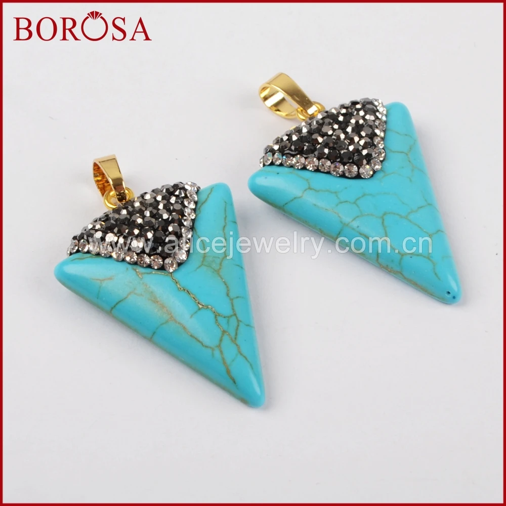 BOROSA треугольник синий Howlite подвеска из каменной друзы для ожерелья Новые