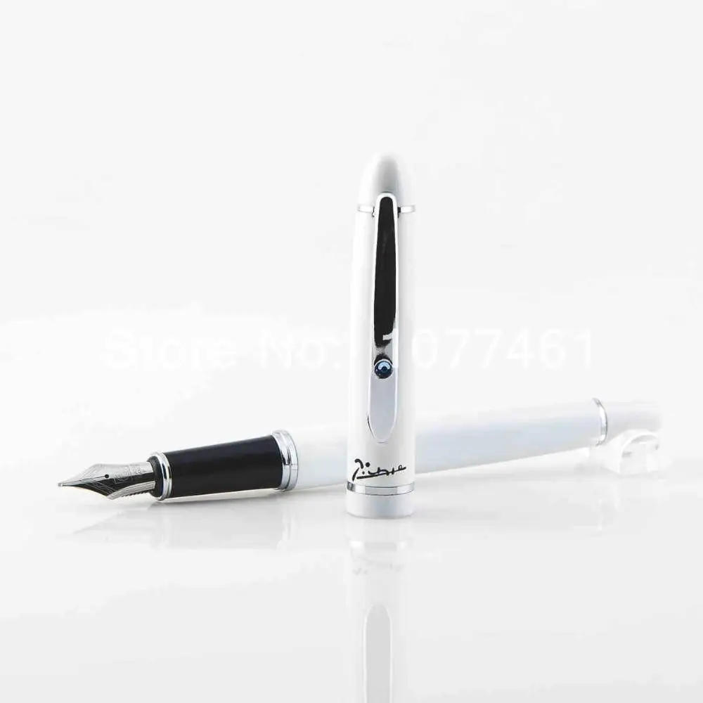 

Picasso 608 Fountain Pen Gloss White And Silver Diamond Clip M Nib & With Original Box Black Red Yellow Rose Red Optional