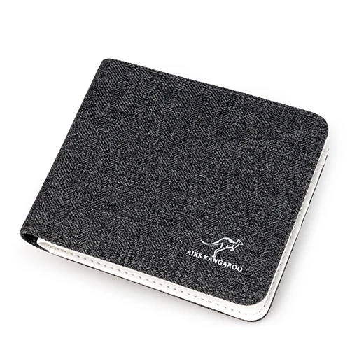 Black Aiks Kangaroo, новинка, Ретро стиль, мужские кошельки из нейлоновой ткани, мужской кошелек, модные держатели для карт, маленький кошелек на молнии, дизайн, много карманов - Цвет: Black