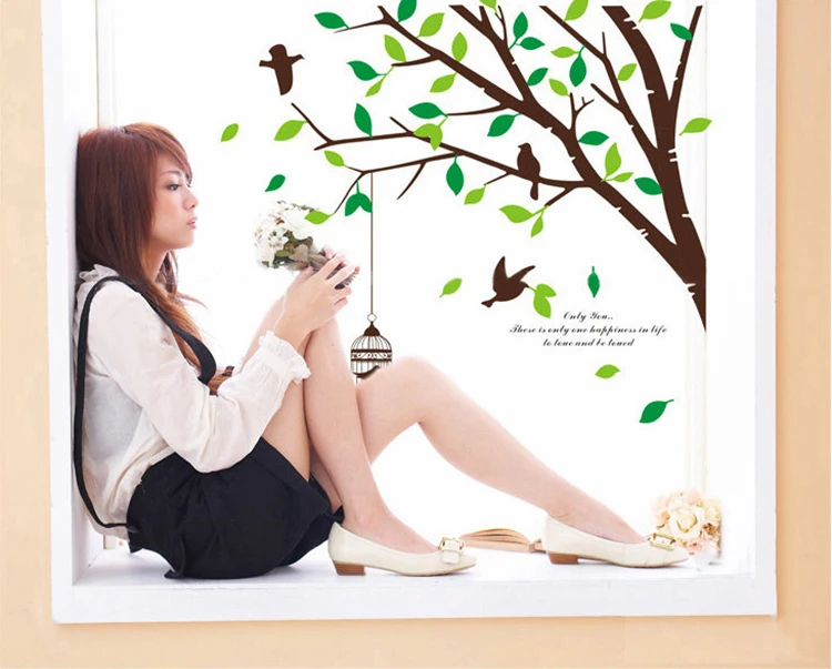 Распродажа настенные наклейки с большими деревьями и птицами Переводные