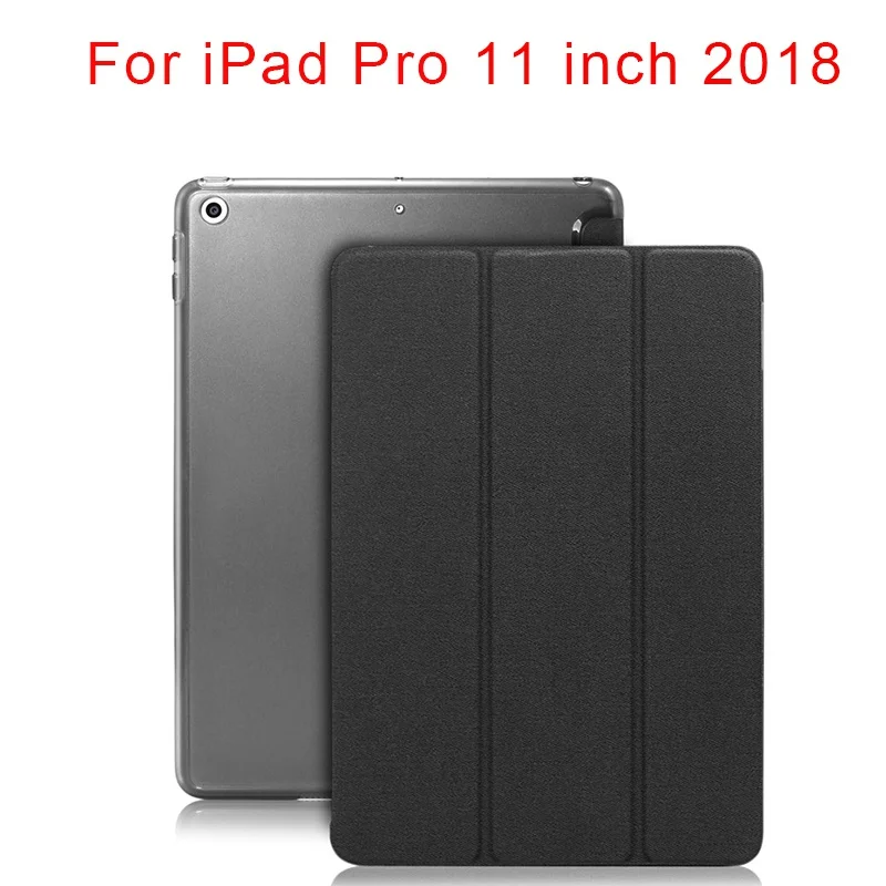 11-Black Чехол для iPad 11/12. 9/9. 7, кожаный Ultra Slim Smart Sleep Tri-fold задняя крышка для iPad Pro 11 12,9 дюймов чехол Funda - Цвет: 11-Black