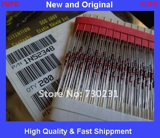 

Free Shipping 1N5234B Zener Diode Thru Hole 6.2V, 0.5W, DO35, (50pcs) USA FAST FREE SHIPPING