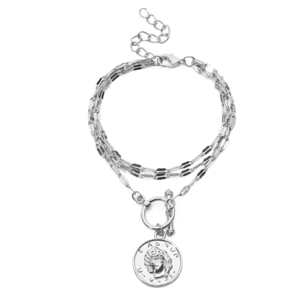 2019 панк браслет с резными монетами головной богемная Королева Золотая толстая