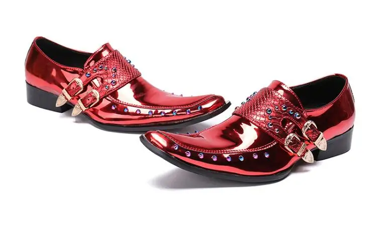 Stylish men's leather wedding shoes Derby business casual askew red comfortable breathable | Обувь